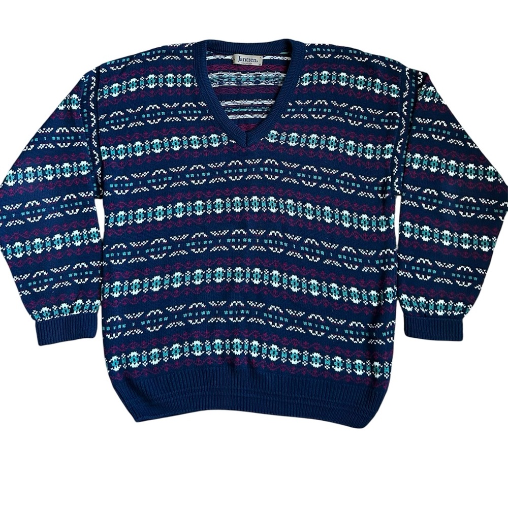 Jantzen vintage men’s v-neck sweater size large Made in the USA